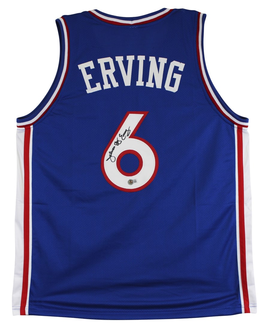 Julius Dr. J Erving Signed Blue Jersey Philadelphia 76ers BAS Authenticated (1 of 3)