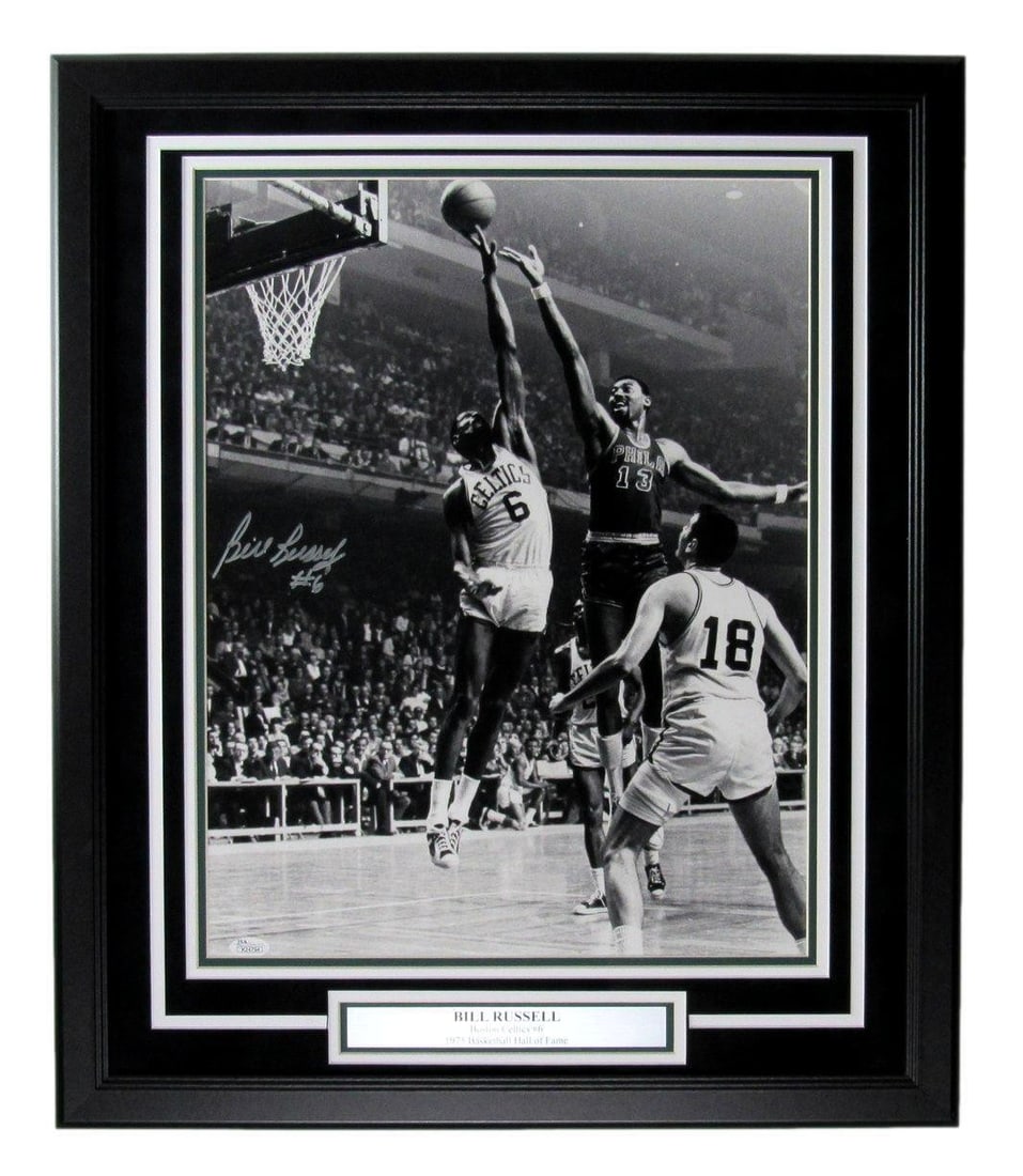Framed Bill Russell Signed 16x20 Black and White Celtics Photo JSA Authenticated (1 of 4)