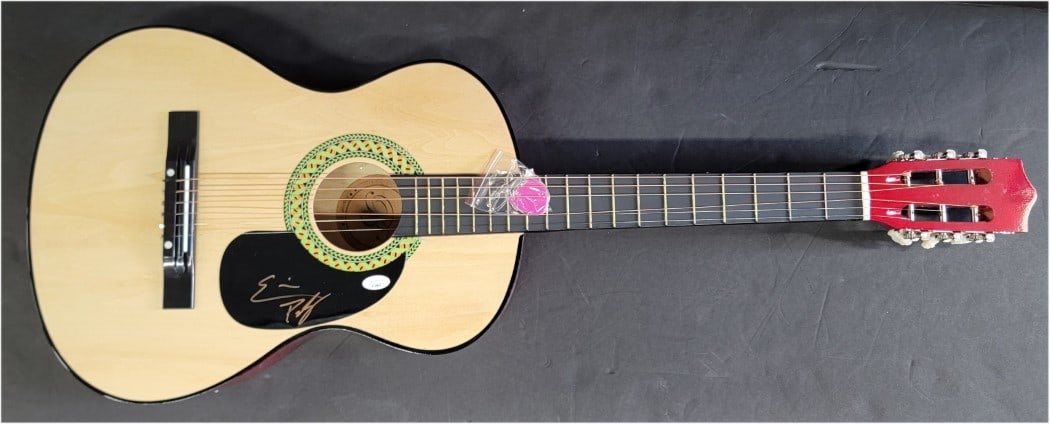 Eric Paslay Hand Signed Acoustic Guitar JSA Authenticated: Eric Paslay Hand Signed Acoustic Guitar JSA Authenticated This is an original autographed acoustic guitar signed by country music artist Eric Paslay. The signature has been authenticated by James Spen