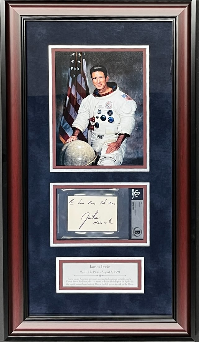 Jim Irwin Apollo 15 Signed Custom Framed Display PSA Authenticated (1 of 5)