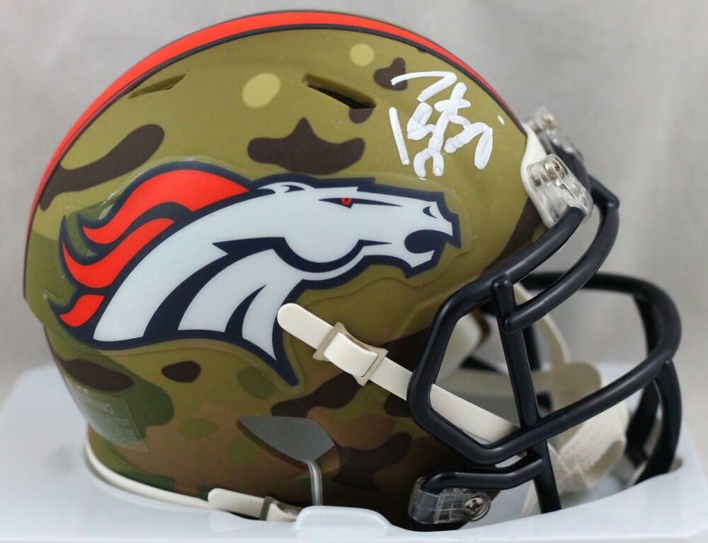 Peyton Manning Signed Denver Broncos Camo Mini Helmet Fanatics Auth (1 of 6)
