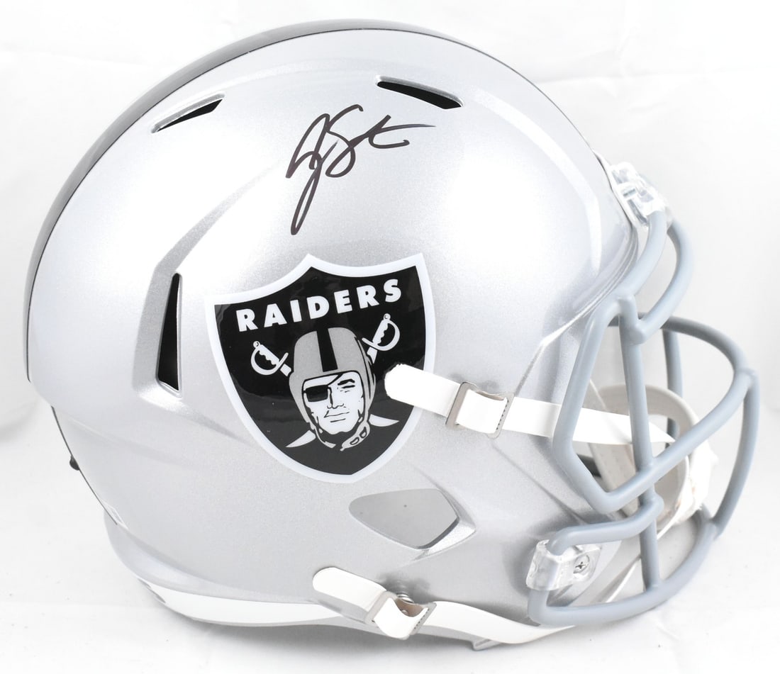 Las Vegas Raiders Full Size Speed Helmet Signed by Geno Smith Beckett Hologram (1 of 5)