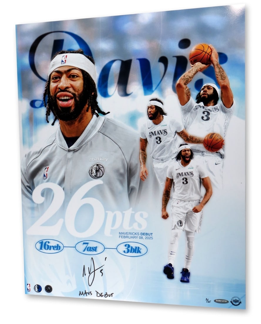 Anthony Davis Signed 16x20 Photo Mavericks Debut Inscribed 3/25 Upper Deck Authenticated: Anthony Davis Signed 16x20 Photo Mavericks Debut Inscribed 3/25 Upper Deck Authenticated Capture a significant moment in sports history with this Anthony Davis autographed 16X20 photo from his Maveric