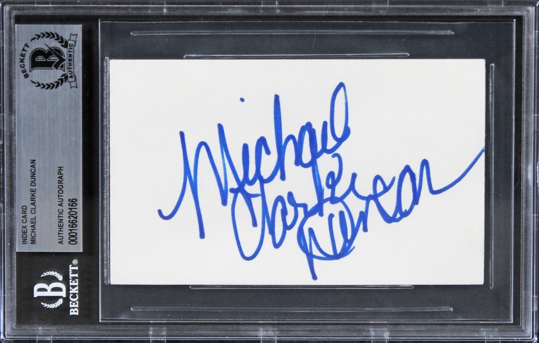 Michael Clarke Duncan Signed The Green Mile 3x5 Index Card Beckett Authenticated: Michael Clarke Duncan Signed The Green Mile 3x5 Index Card Beckett Authenticated This authentic signed 3x5 index card features the signature of Michael Clarke Duncan, renowned for his role in 'The Gre