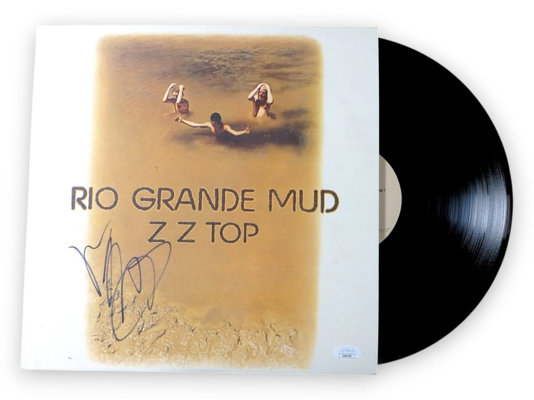Billy Gibbons Autographed ZZ Top Rio Grande Mud Album JSA Certified: Billy Gibbons Autographed ZZ Top Rio Grande Mud Album JSA Certified This is a Billy Gibbons autographed album cover from the iconic ZZ Top album "Rio Grande Mud." The album cover is an original piece,