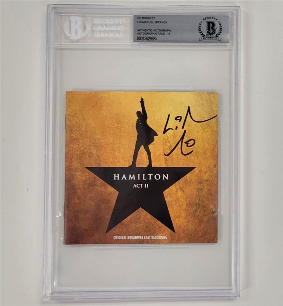 Lin-Manuel Miranda Signed Hamilton CD Booklet Beckett Authenticated: Lin-Manuel Miranda Signed Hamilton CD Booklet Beckett Authenticated This is an original CD booklet for the musical "Hamilton," signed by Lin-Manuel Miranda. The autograph has been authenticated by Bec