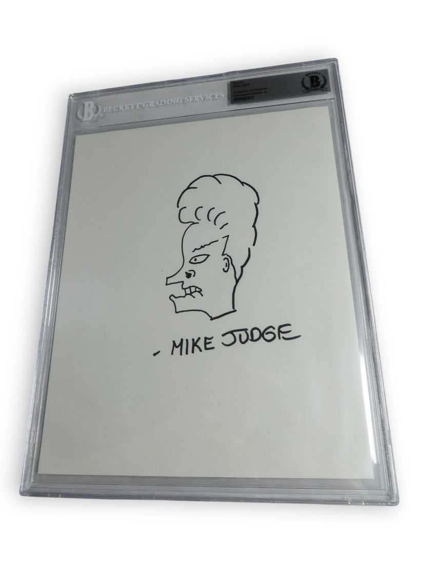 Mike Judge Autographed 8x10 Sketch Drawing Beckett Authenticated: Mike Judge Autographed 8x10 Sketch Drawing Beckett Authenticated This is an original 8x10 sketch drawing autographed by Mike Judge. The item has been professionally authenticated and encapsulated by B