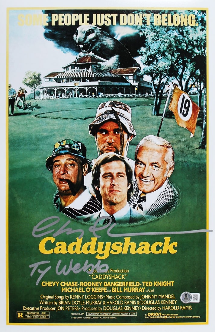 Chevy Chase Caddyshack Signed 12x18 Photo Ty Webb BAS Authenticated: Chevy Chase Caddyshack Signed 12x18 Photo Ty Webb BAS Authenticated This authentic 12x18 photograph features Chevy Chase as "Ty Webb" from the iconic film Caddyshack. The photo is personally signed by