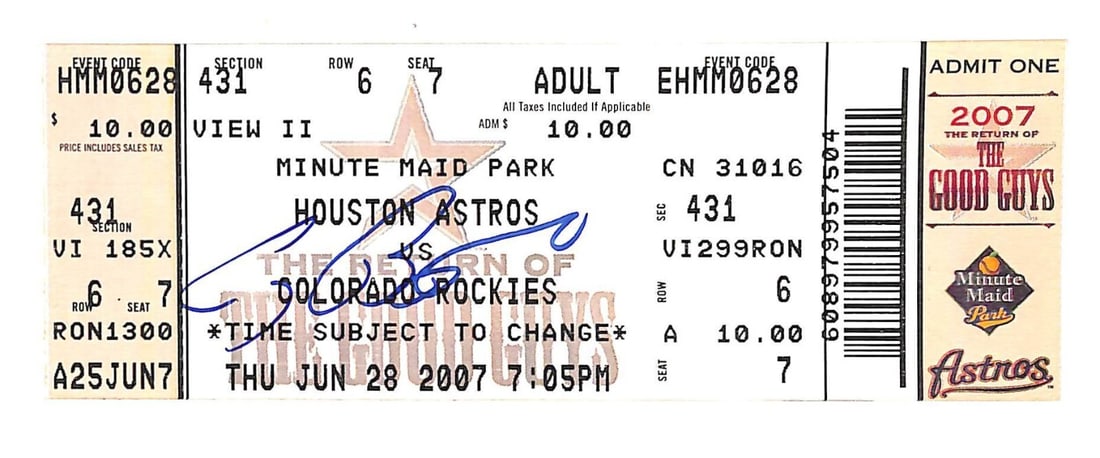 Craig Biggio Autographed Full Ticket 3,000 Hit Astros TRISTAR: Craig Biggio Autographed Full Ticket 3,000 Hit Astros TRISTAR Celebrate a milestone in baseball history with this Craig Biggio autographed full ticket from his 3,000th hit, achieved on June 28, 2007.