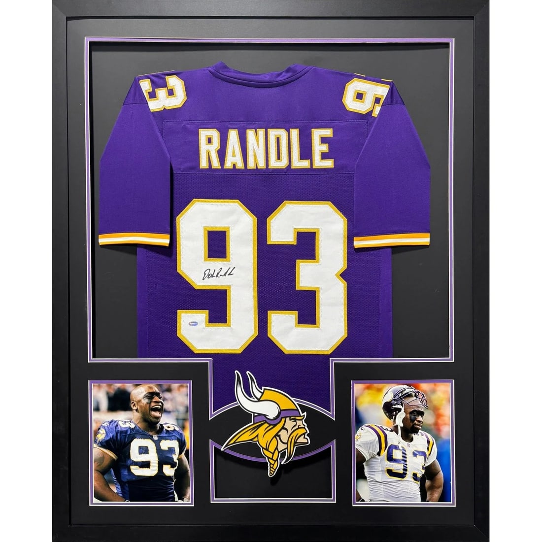 Framed Minnesota Vikings Purple Jersey Signed by John Randle Schwartz Authenticated: Framed Minnesota Vikings Purple Jersey Signed by John Randle Schwartz Authenticated This framed Minnesota Vikings jersey is autographed by John Randle and includes authentication by Schwartz, featurin