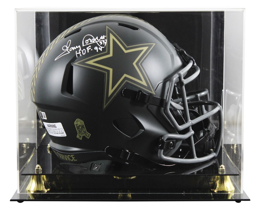Tony Dorsett Signed Dallas Cowboys Full Size Helmet HOF 94 Beckett Auth: Tony Dorsett Signed Dallas Cowboys Full Size Helmet HOF 94 Beckett Auth This authentic full-size speed replica helmet is a special edition from the 2025 Salute to Service IV collection, personally sig