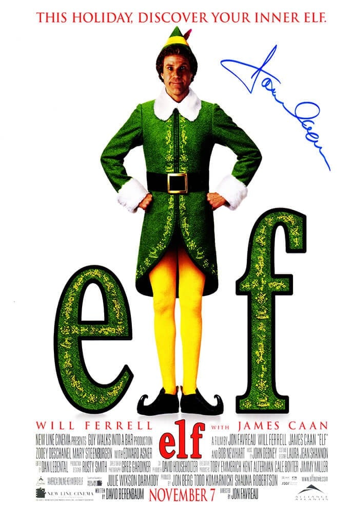 James Caan Signed Elf 11x17 Movie Poster with COA: James Caan Signed Elf 11x17 Movie Poster with COA Celebrate the holiday spirit with this James Caan signed 'Elf' movie poster, measuring 11x17 inches. This original poster showcases the beloved film a