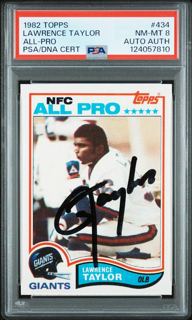 Lawrence Taylor 1982 Topps Rookie Card Signed PSA 8 With Authentic Autograph (1 of 2)