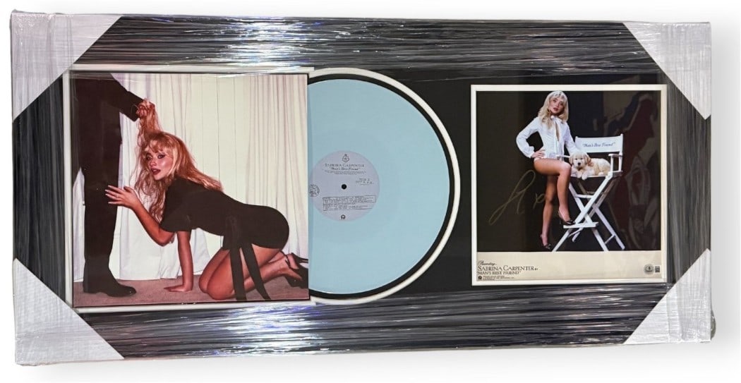 Sabrina Carpenter Autographed Album Insert Framed Beckett Authenticated 18x38: Sabrina Carpenter Autographed Album Insert Framed Beckett Authenticated 18x38 This is an original autographed album insert from Sabrina Carpenter, framed and ready for display. The insert is authentic