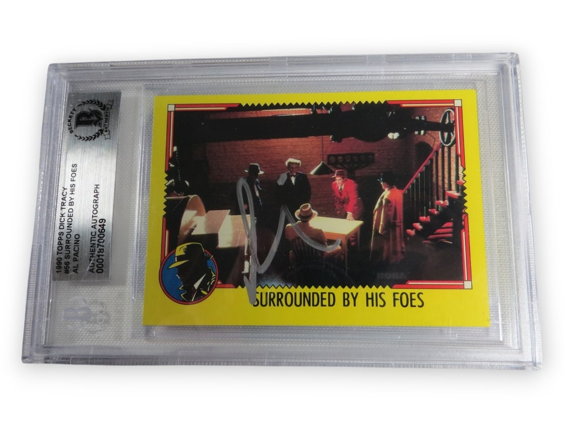 1990 Topps Dick Tracy Card #56 Signed by Al Pacino Beckett Authenticated: 1990 Topps Dick Tracy Card #56 Signed by Al Pacino Beckett Authenticated This is an original 1990 Topps trading card from the movie Dick Tracy, autographed by Al Pacino. The autograph has been authent