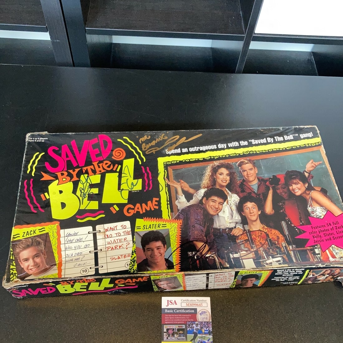 Saved By The Bell Signed Vintage Game with 4 Cast Signatures JSA COA: Saved By The Bell Signed Vintage Game with 4 Cast Signatures JSA COA This vintage board game features the signatures of four beloved cast members from the iconic TV show Saved By The Bell. Authenticat