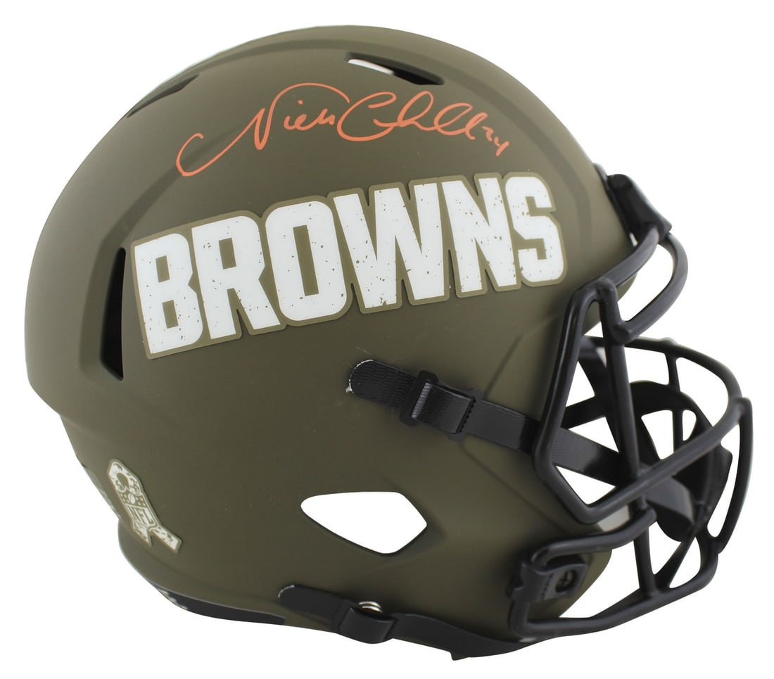Cleveland Browns Nick Chubb Signed Full Size Speed Helmet BAS Authenticated (1 of 3)