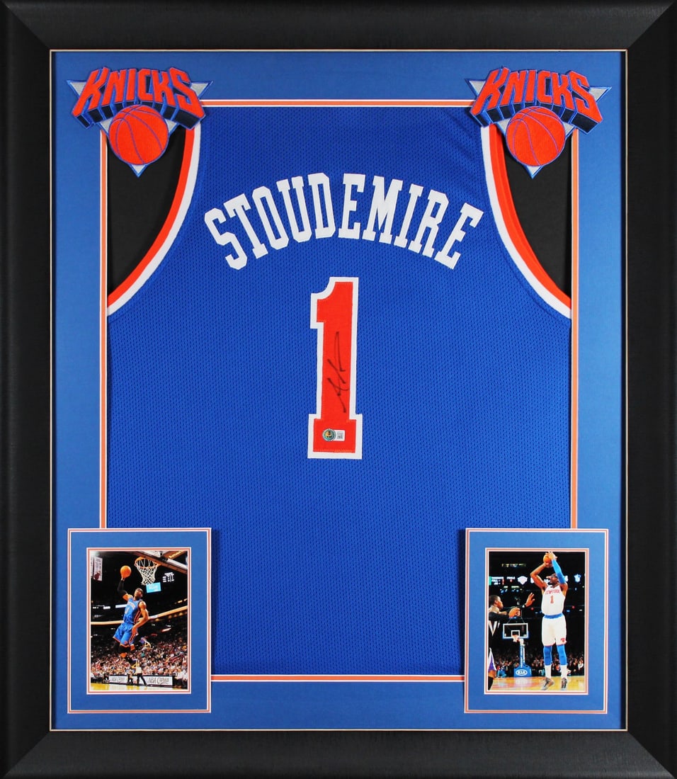 Amar'e Stoudemire Signed Blue Pro Style Framed Jersey BAS Authentic: Amar'e Stoudemire Signed Blue Pro Style Framed Jersey BAS Authentic Celebrate the legacy of Amar'e Stoudemire with this authentic signed blue pro style framed jersey from the New York Knicks. Personal