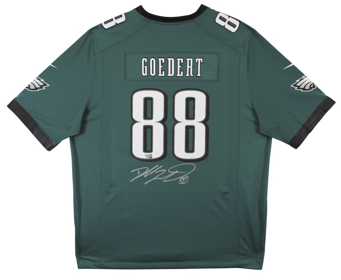 Dallas Goedert Signed Green Nike Game Jersey Philadelphia Eagles Fanatics Authentic: Dallas Goedert Signed Green Nike Game Jersey Philadelphia Eagles Fanatics Authentic Show your support for the Philadelphia Eagles with this authentic signed green Nike Game Jersey by Dallas Goedert. T