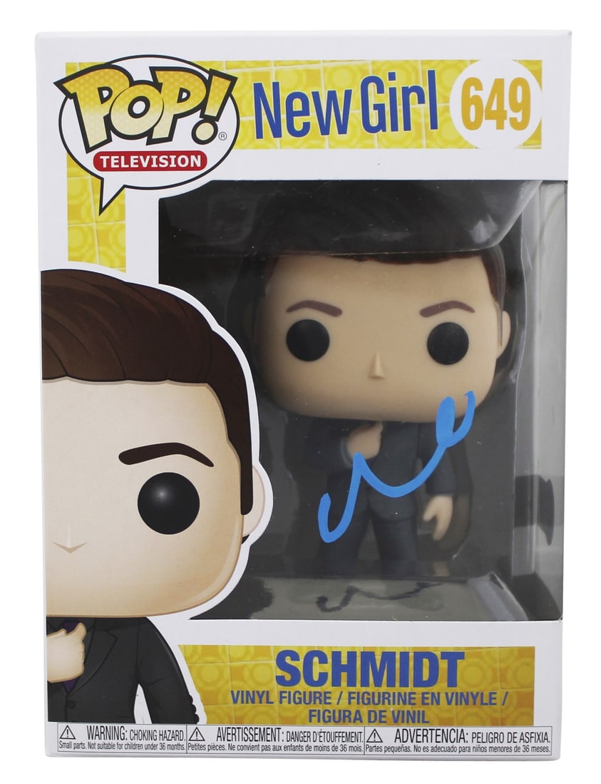 Schmidt Funko Pop 649 Signed by Max Greenfield with Beckett Authentication: Schmidt Funko Pop 649 Signed by Max Greenfield with Beckett Authentication This pre-owned Schmidt #649 Funko Pop Vinyl Figure from the series 'New Girl' has been personally signed by Max Greenfield. T