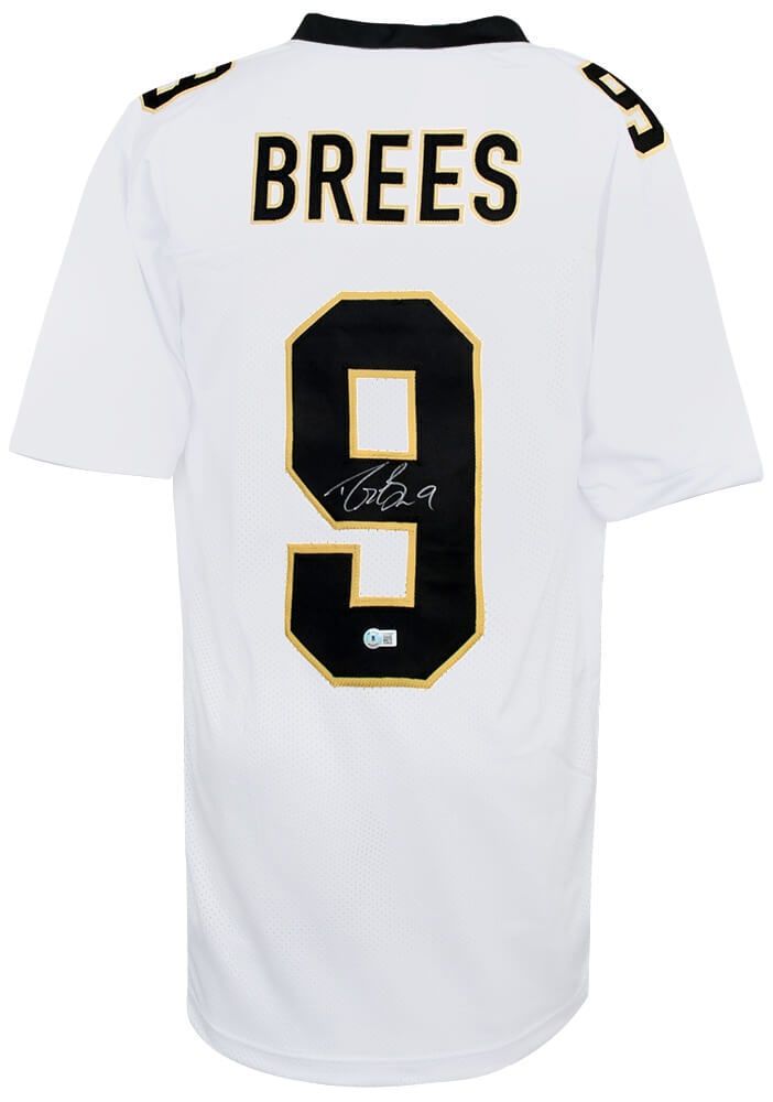 Drew Brees Signed White Custom Jersey New Orleans Saints Beckett COA: Drew Brees Signed White Custom Jersey New Orleans Saints Beckett COA Celebrate the legacy of Drew Brees with this signed white custom football jersey from the New Orleans Saints. This original jersey
