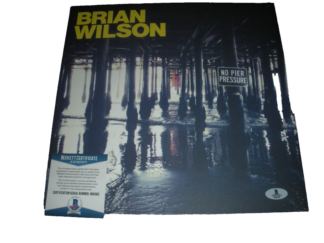 No Pier Pressure album autographed by Brian Wilson with Beckett COA: No Pier Pressure album autographed by Brian Wilson with Beckett COA This is an original "No Pier Pressure" record album signed by Brian Wilson of The Beach Boys. The album comes with Beckett certifica