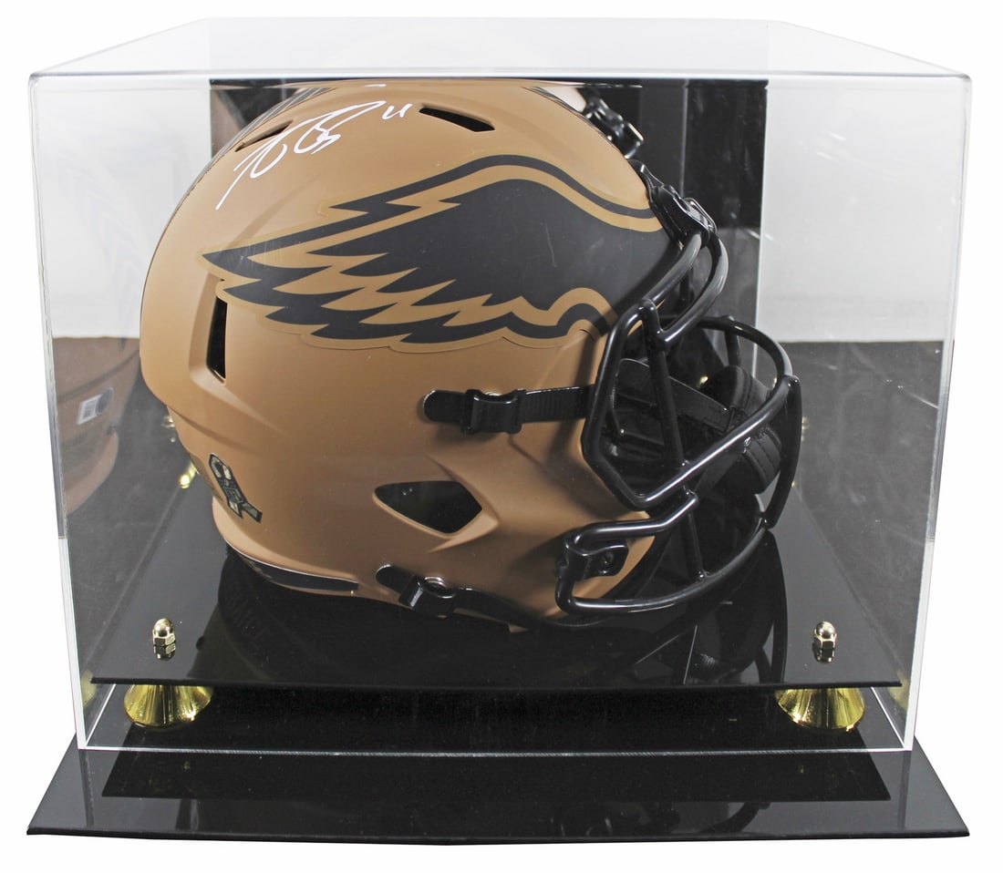 A.J. Brown Signed Eagles Salute To Service II Helmet with Beckett Authentication: A.J. Brown Signed Eagles Salute To Service II Helmet with Beckett Authentication This Philadelphia Eagles A.J. Brown autographed Riddell Full Size Speed Proline Helmet is a must-have for any fan. It f
