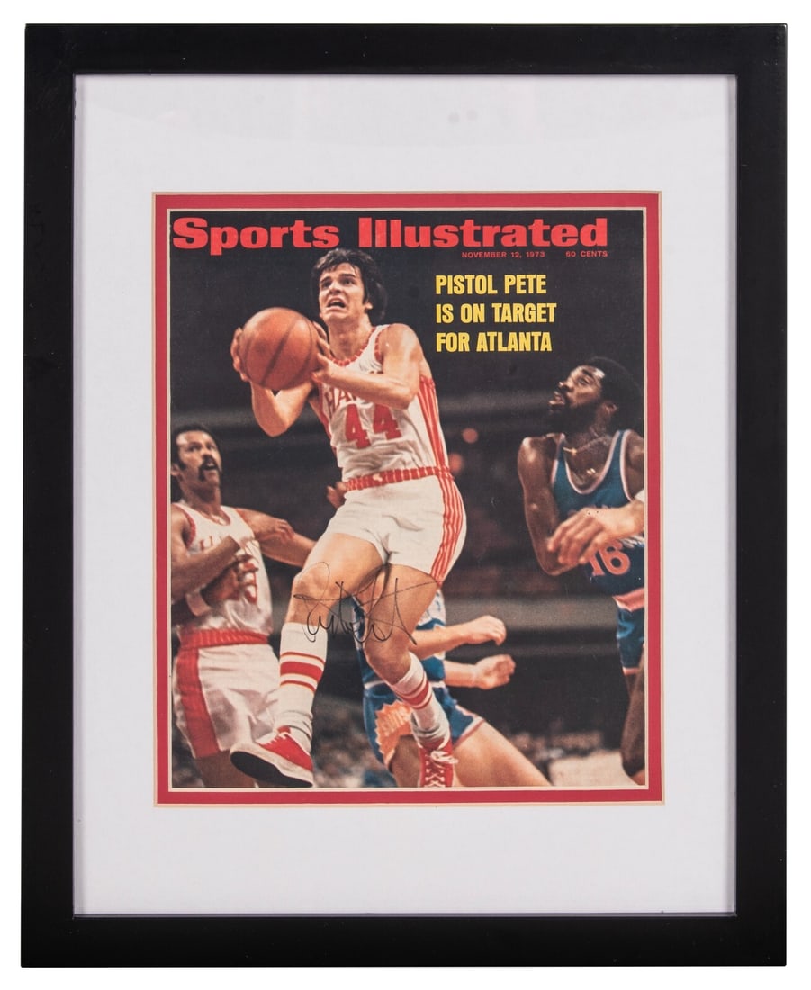 Pete Maravich Signed 1973 Sports Illustrated PSA Authenticated: Pete Maravich Signed 1973 Sports Illustrated PSA Authenticated This original November 12, 1973, Sports Illustrated magazine features basketball legend Pete Maravich, known as "Pistol Pete." The magazi