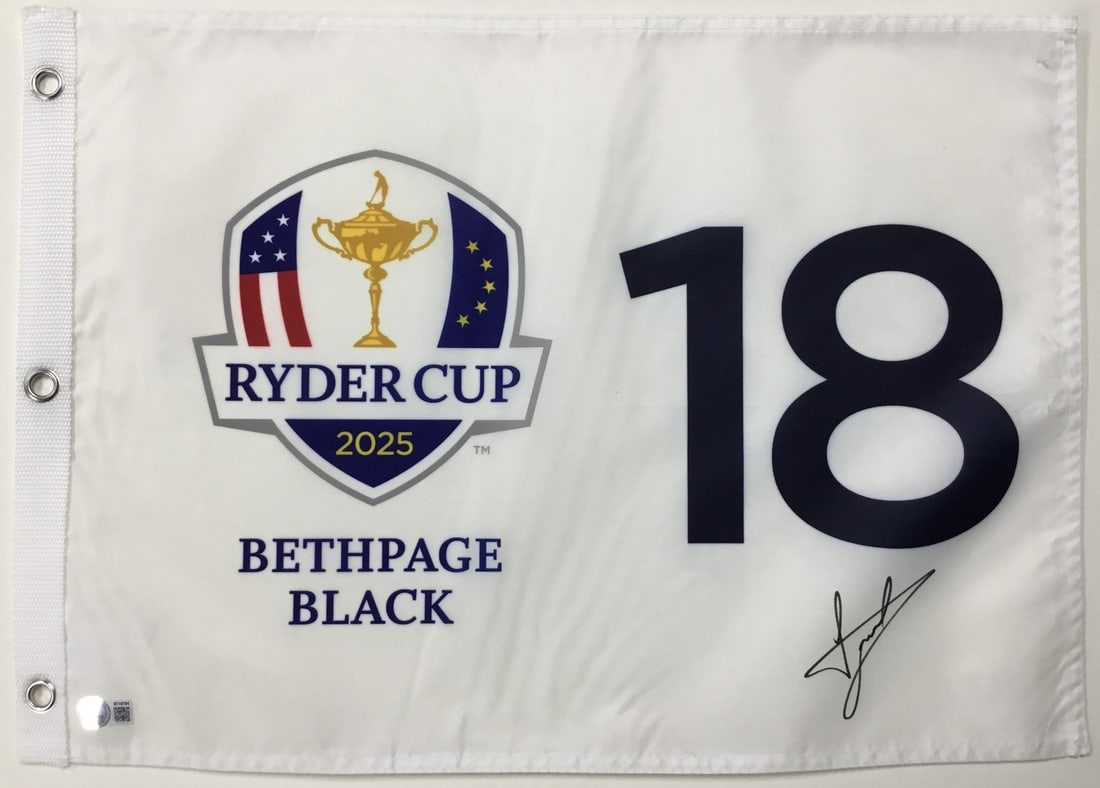 Luke Donald Signed 2025 Ryder Cup Flag Beckett Authenticated: Luke Donald Signed 2025 Ryder Cup Flag Beckett Authenticated Celebrate the excitement of the 2025 Ryder Cup with this officially licensed 18 Pin Flag, signed by renowned PGA golfer Luke Donald. This u