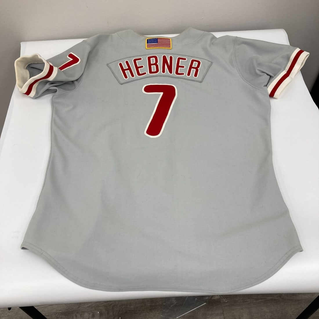 Richie Hebner 2001 Game Used Majestic Jersey Philadelphia Phillies: Richie Hebner 2001 Game Used Majestic Jersey Philadelphia Phillies This is a game-used jersey from Richie Hebner, featuring the iconic design of the Philadelphia Phillies. Manufactured by Majestic, th