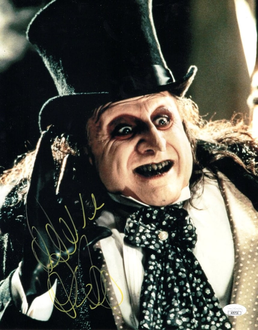 Danny DeVito Autographed 11x14 Batman Returns Photo JSA Certified: Danny DeVito Autographed 11x14 Batman Returns Photo JSA Certified This is an authentic 11X14 photograph of Danny DeVito as the Penguin in "Batman Returns," signed by the actor himself. The autograph h