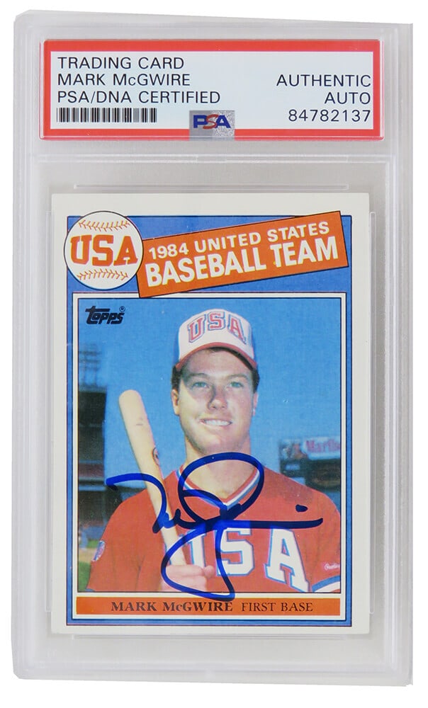 Mark McGwire Signed 1985 Topps Rookie Card PSA Encapsulated (1 of 2)