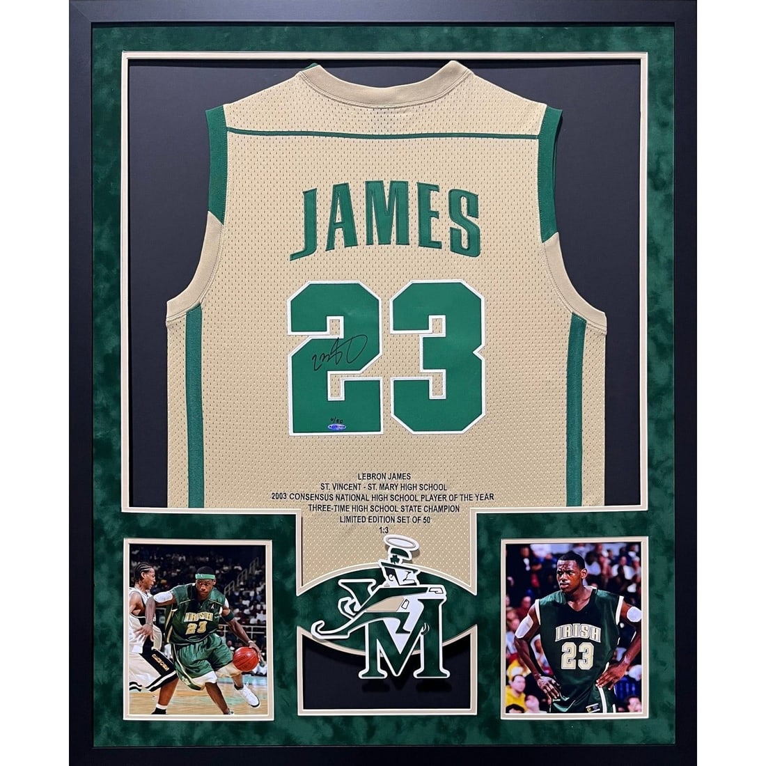 LeBron James Autographed Framed High School Jersey UDA Certified (1 of 2)