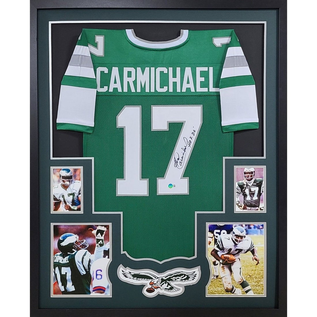 Harold Carmichael Signed Framed Jersey Philadelphia Eagles Beckett Authenticated: Harold Carmichael Signed Framed Jersey Philadelphia Eagles Beckett Authenticated This autographed Harold Carmichael framed jersey is a must-have for any Philadelphia Eagles fan. Authenticated by Becke