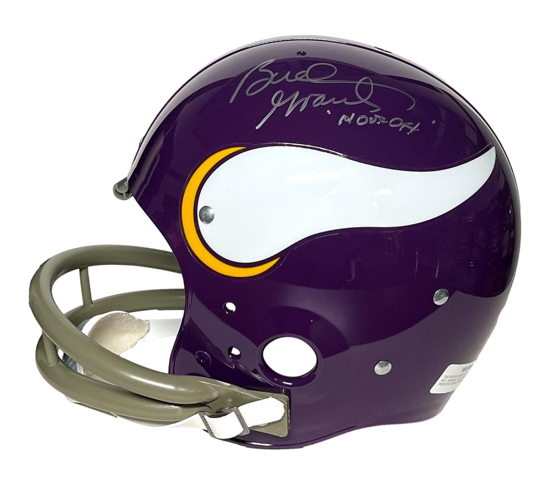 Bud Grant Autographed Vikings Riddell Throwback Full Size TK Helmet PSA DNA: Bud Grant Autographed Vikings Riddell Throwback Full Size TK Helmet PSA DNA This is an original Bud Grant Minnesota Vikings Hall of Fame signed and inscribed Riddell TK Suspension Throwback 2-Bar full