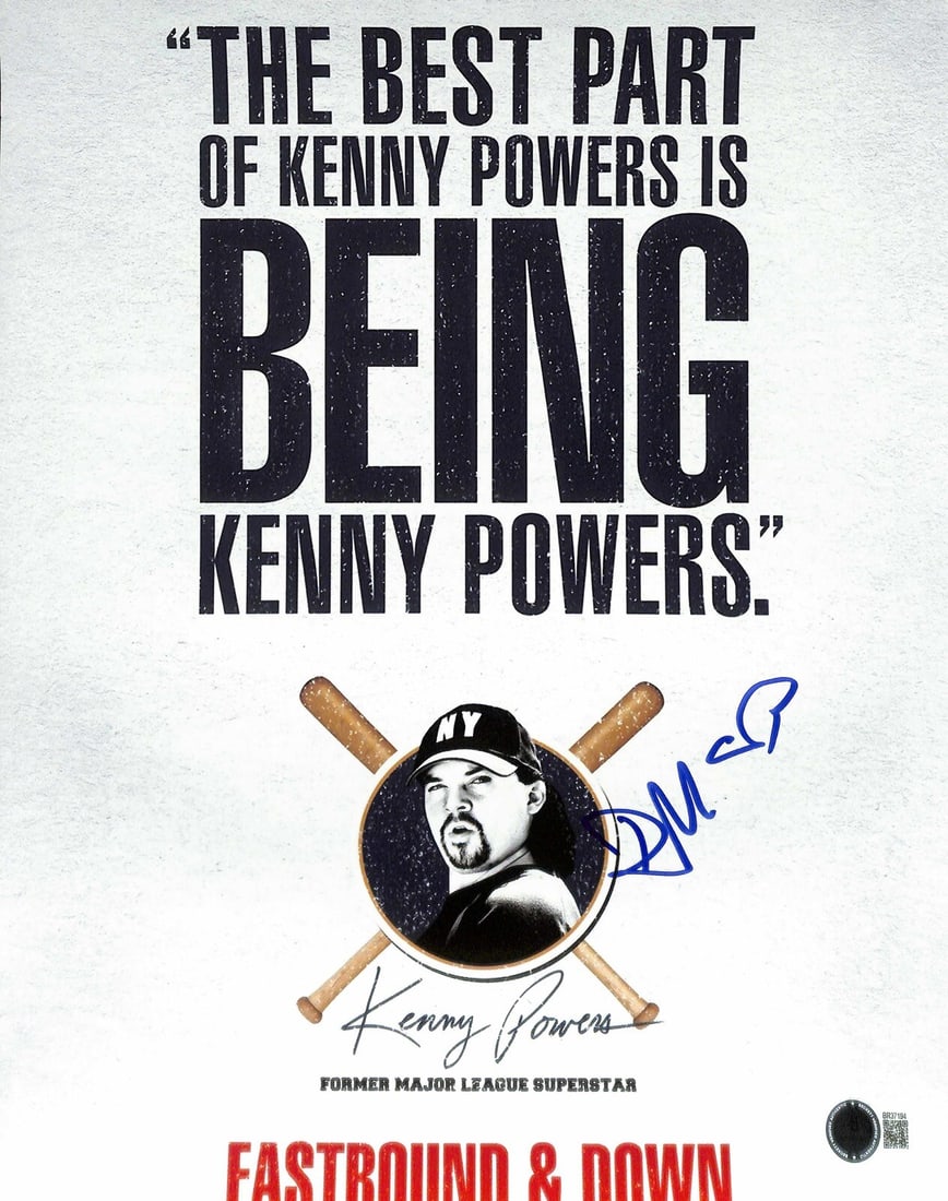 Danny McBride Kenny Powers Signed 11x14 Photo Beckett Certified: Danny McBride Kenny Powers Signed 11x14 Photo Beckett Certified This autographed 11x14 photograph features Danny McBride as "Kenny Powers" from the acclaimed TV series Eastbound & Down. The signature