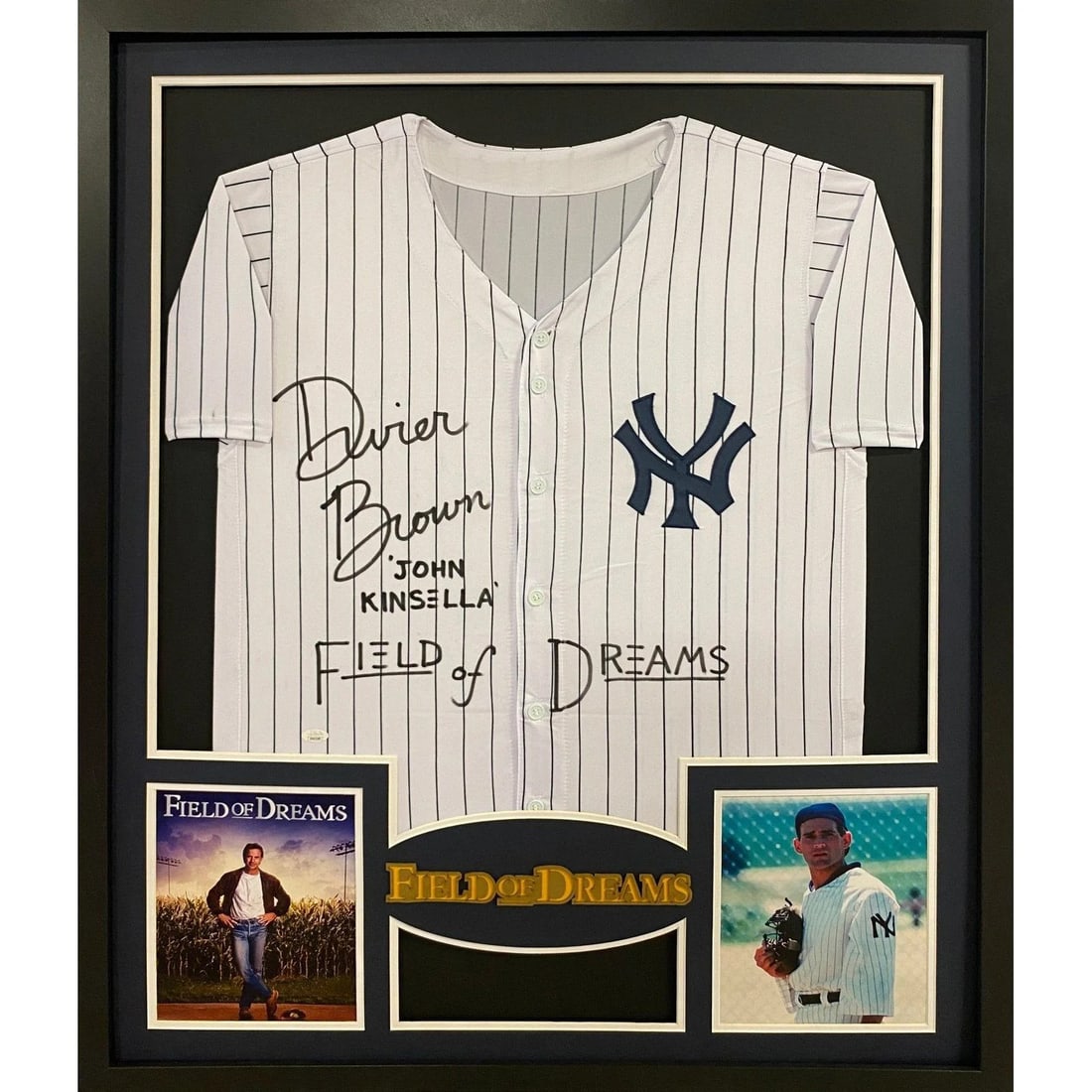 Dwier Brown Autographed Framed Jersey JSA Certified Field Of Dreams: Dwier Brown Autographed Framed Jersey JSA Certified Field Of Dreams This Dwier Brown autographed jersey is a must-have for any fan of the classic film 'Field of Dreams.' The jersey is professionally f