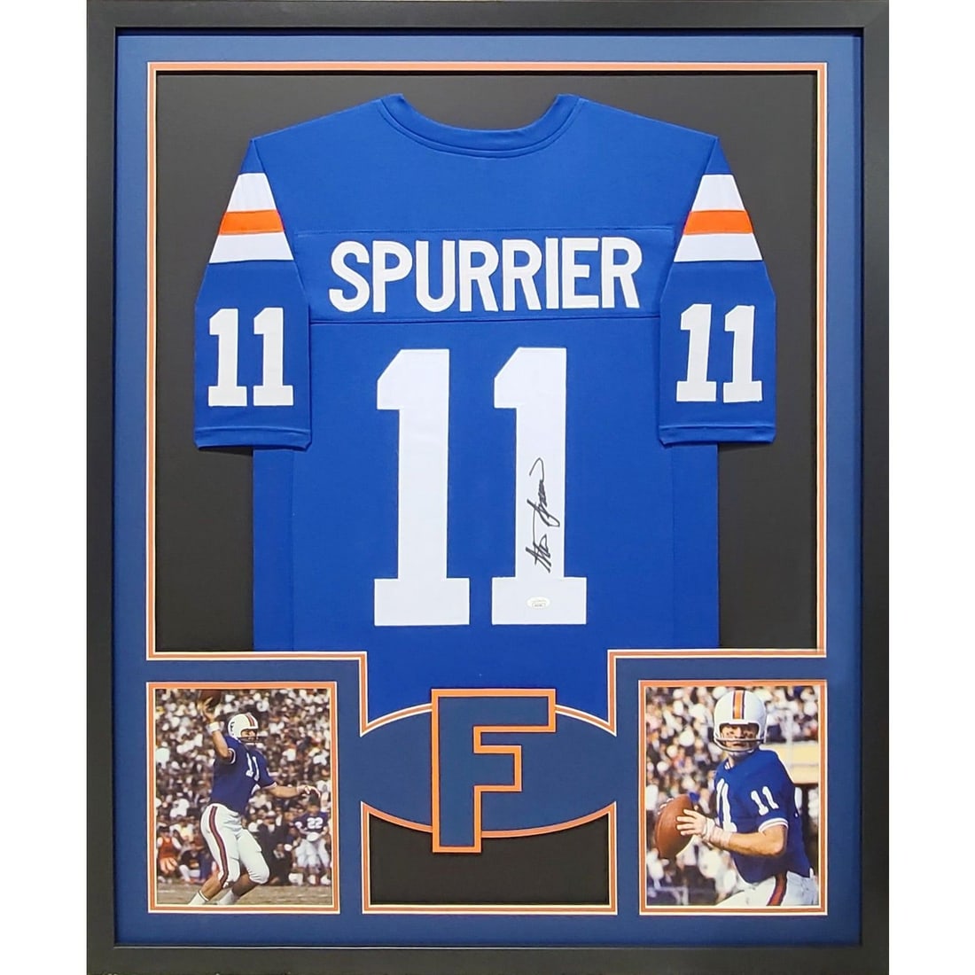 Steve Spurrier Autographed Framed Jersey JSA Florida Gators: Steve Spurrier Autographed Framed Jersey JSA Florida Gators This autographed Steve Spurrier framed jersey is a remarkable piece for any Florida Gators fan. Authenticated by JSA, one of the leading aut