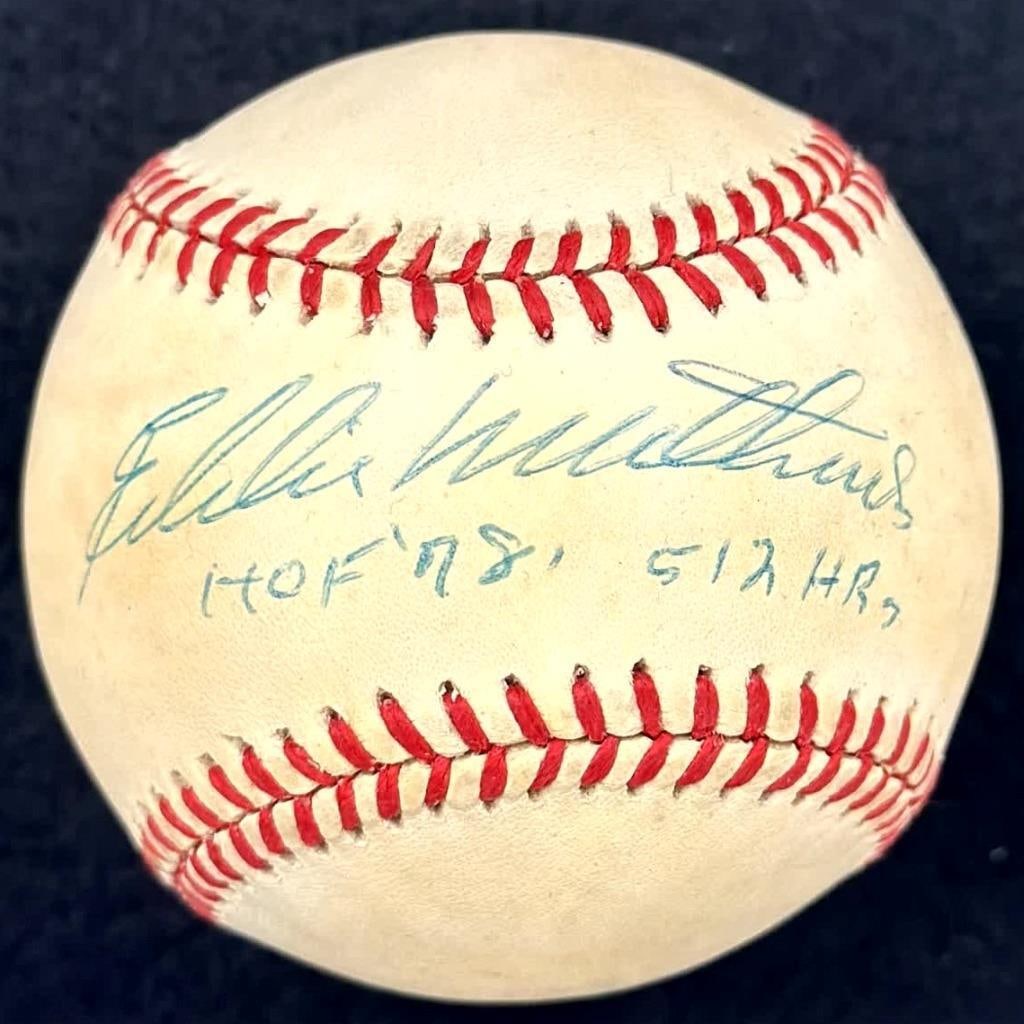 Eddie Mathews Signed Baseball HOF 78 512 HR Beckett BAS (1 of 3)