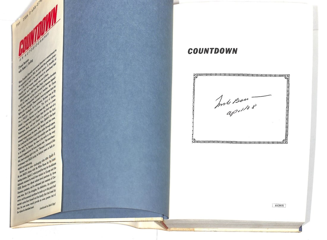 Frank Borman Signed Countdown Hardcover Book JSA Certified NASA Astronaut: Frank Borman Signed Countdown Hardcover Book JSA Certified NASA Astronaut This is a pre-owned hardcover book titled "Countdown," autographed by renowned NASA astronaut Frank Borman. The book is a