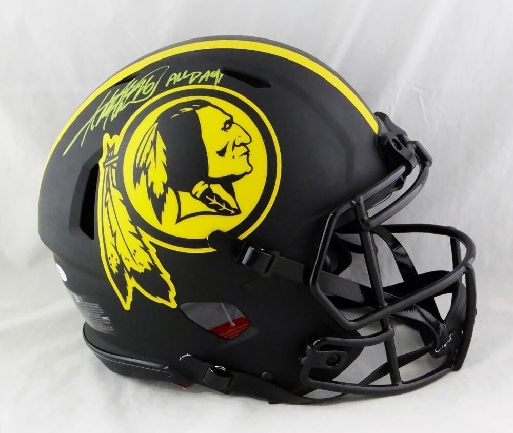 Adrian Peterson Signed Washington Redskins ProLine Helmet Beckett Auth: Adrian Peterson Signed Washington Redskins ProLine Helmet Beckett Auth This authentic Washington Redskins Eclipse ProLine helmet is personally signed by NFL star Adrian Peterson. The helmet features a