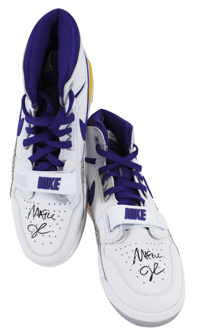 Magic Johnson Autographed 2018 Jordan Legacy 312 Nike Shoe BAS Witness COA: Magic Johnson Autographed 2018 Jordan Legacy 312 Nike Shoe BAS Witness COA These 2018 Nike Air Jordan Legacy 312 shoes, size 12, have been personally signed by Magic Johnson of the Los Angeles Lakers.