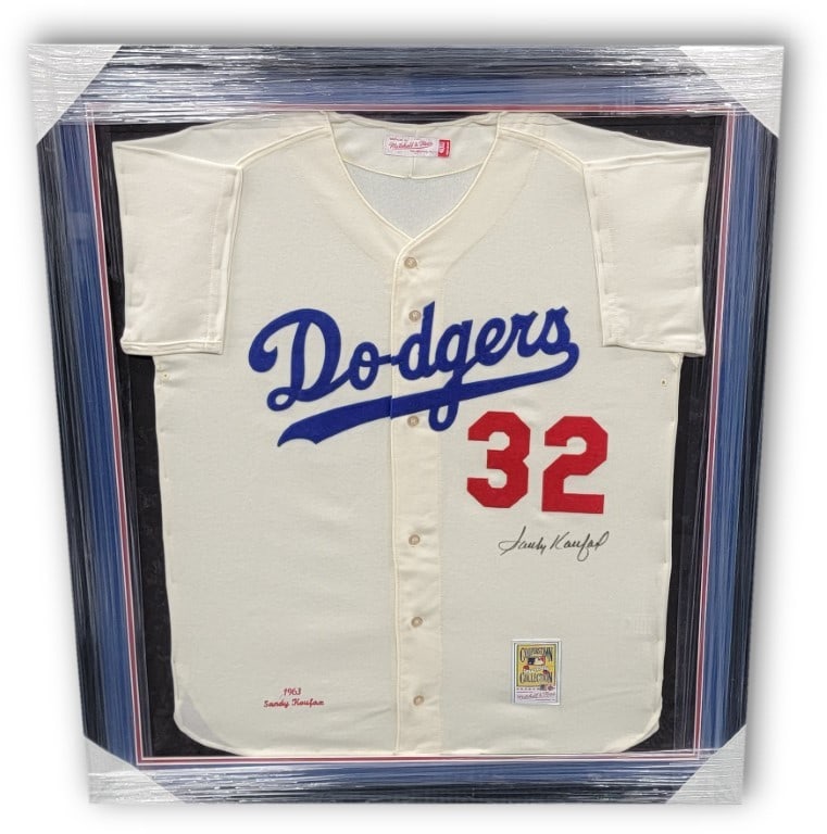 Sandy Koufax Autographed Framed Jersey Brooklyn Dodgers MLB Authentic: Sandy Koufax Autographed Framed Jersey Brooklyn Dodgers MLB Authentic This framed jersey features the autograph of Sandy Koufax, a legendary player for the Brooklyn Dodgers. The jersey is an original
