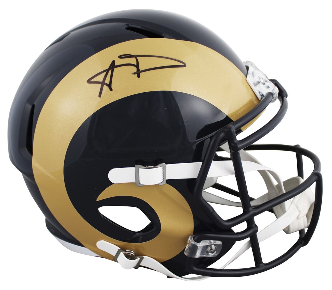 Aaron Donald Signed Los Angeles Rams Throwback Full Size Speed Replica Helmet BAS Auth (1 of 3)