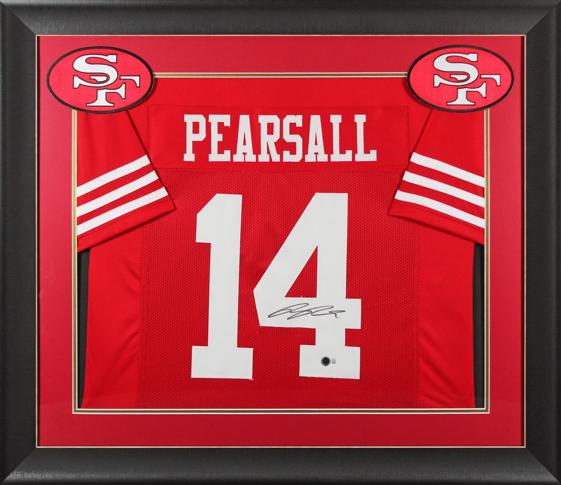 Ricky Pearsall Signed 49ers Red Pro Style Framed Jersey BAS Witnessed: Ricky Pearsall Signed 49ers Red Pro Style Framed Jersey BAS Witnessed Celebrate your love for the San Francisco 49ers with this authentic, autographed red pro style framed jersey personally signed by