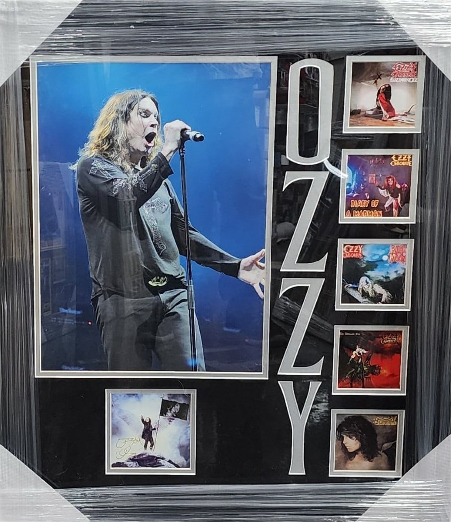 Framed Ozzy Osbourne JSA Authenticated Signed CD Cover Display: Framed Ozzy Osbourne JSA Authenticated Signed CD Cover Display This framed CD cover is signed by Ozzy Osbourne and features an original CD and booklet. The autograph has been authenticated by James Sp