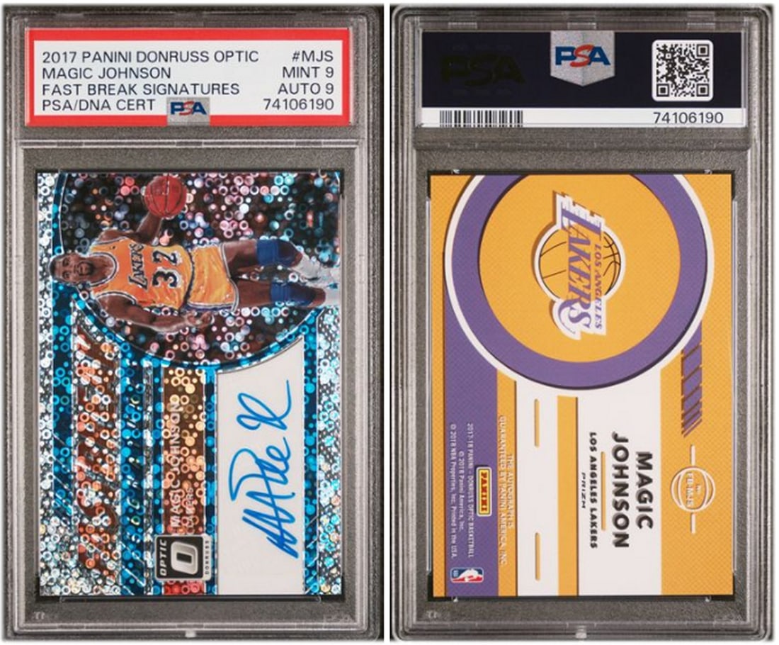 Magic Johnson Fast Break Signatures Panini Donruss Optic PSA 9 Autograph Card (1 of 1)