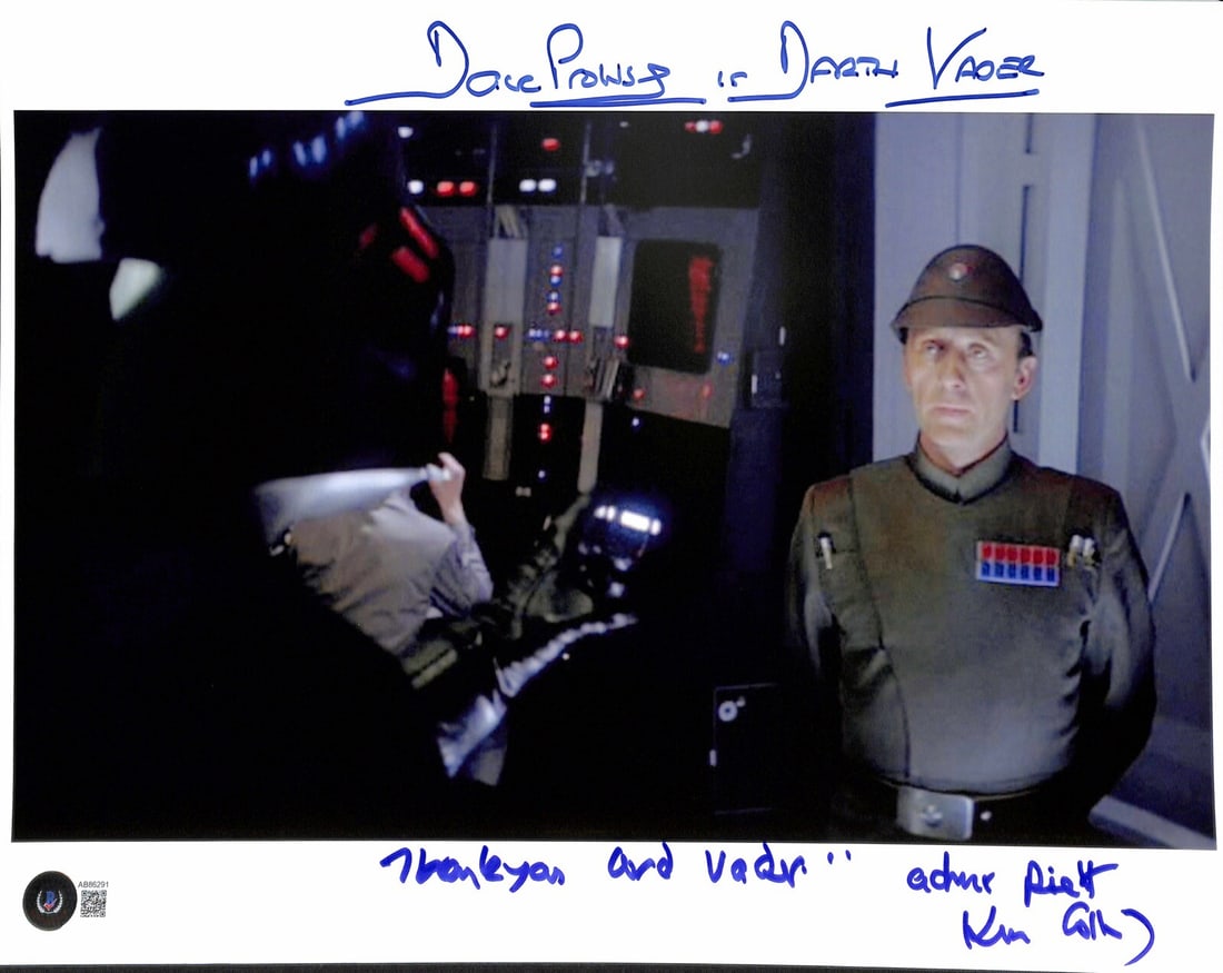 Empire Strikes Back 11x14 Photo Signed by David Prowse and Ken Colley BAS LOA: Empire Strikes Back 11x14 Photo Signed by David Prowse and Ken Colley BAS LOA This is an original 11x14-inch color photograph from Star Wars: The Empire Strikes Back, featuring autographs by actors Da