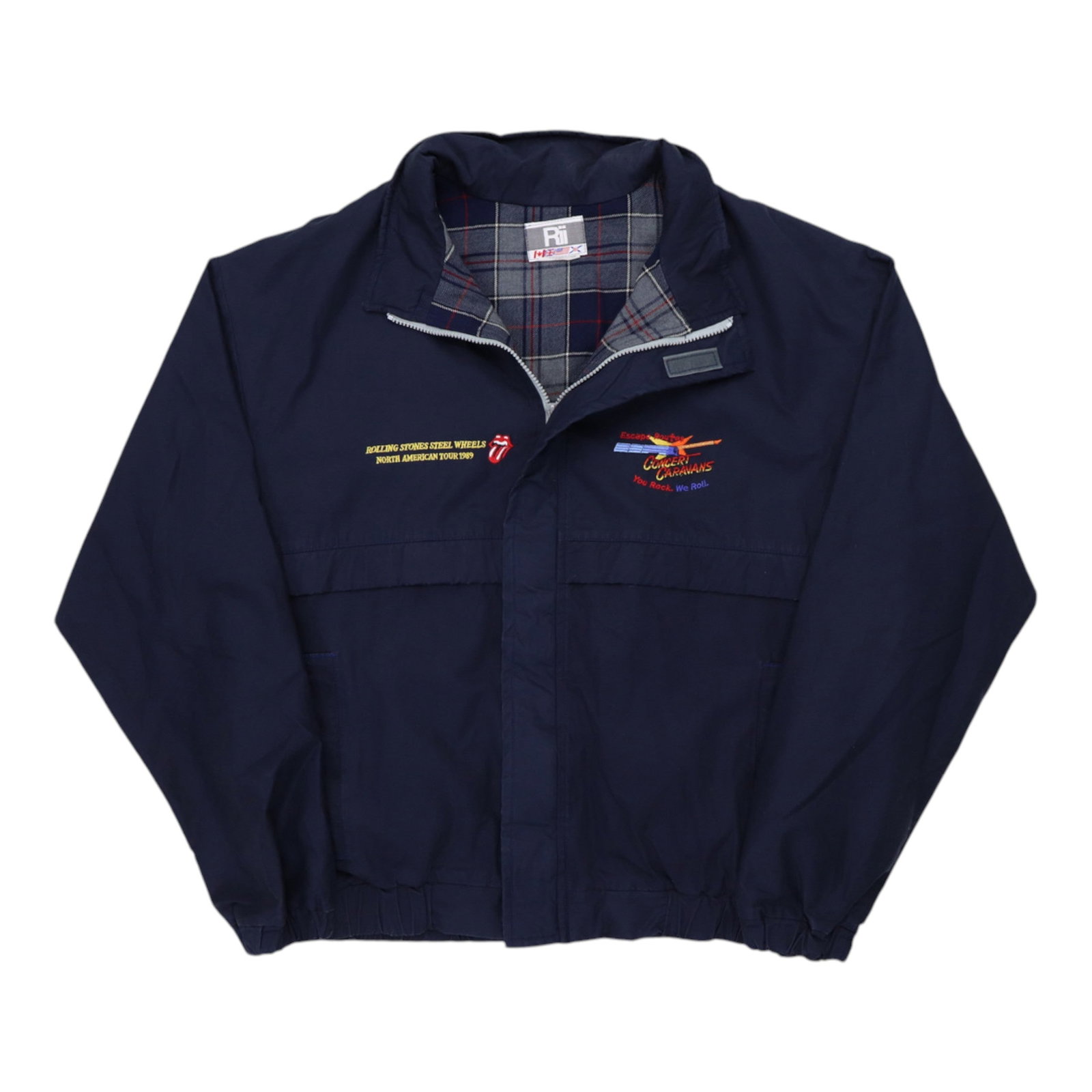 Vintage 1989 Steel Wheels Tour Rolling Stones Graphic Blue Jacket: Vintage 1989 Steel Wheels Tour Rolling Stones Graphic Blue Jacket This is an original vintage 1989 Rolling Stones Steel Wheels Tour jacket. Featuring front and back graphics, this authentic jacket is