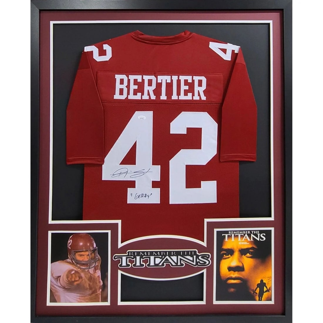 Ryan Hurst Signed Framed Jersey Remember The Titans JSA Certified: Ryan Hurst Signed Framed Jersey Remember The Titans JSA Certified Celebrate the legacy of Ryan Hurst with this autographed framed jersey from the iconic film 'Remember The Titans.' This impressive pie